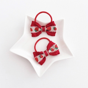 Girl Hair Tie Bow Strawberry Pair (GPT6326)